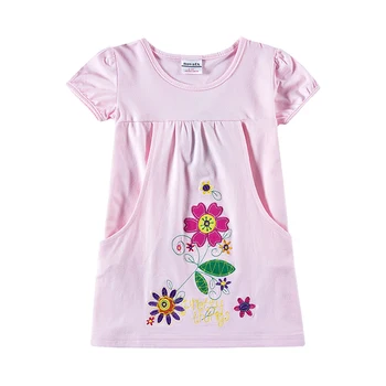 

Girls Short Sleeve Dress Summer New Embroidered Cute Girls Wearing Short Sleeve Dresses for Girls