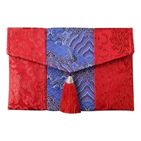 2022 New Year Hongbao Lucky Pockets with Tassel Chinese Silk Red Envelopes for Spring Festival Birthday