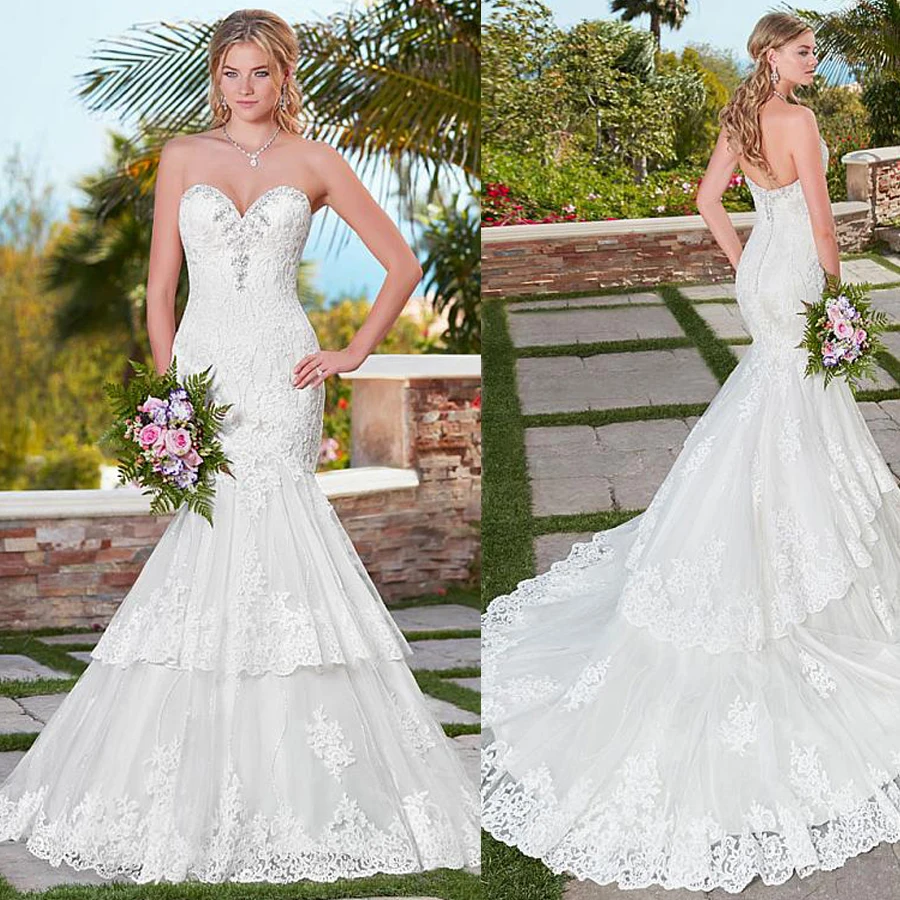 Tulle Sweetheart Hals Mermaid Trouwjurk Met Kant Applicaties Lace Up Lagen Rok Lace Bridal Jurk 2020 Voor Vrouwen Tulle Sweetheart Hals Mermaid Trouwjurk Met Kant Applicaties Lace Up Lagen Rok Lace Bridal Jurk 2020 Voor Vrouwen