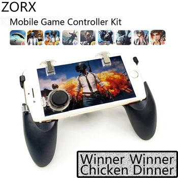 

Zorx 4 in 1 Gamepad Mobile Phone Controller Metal Shooter Trigger Fire Button for Call of Duty for Pubg Game Joystick L1R1 IOS