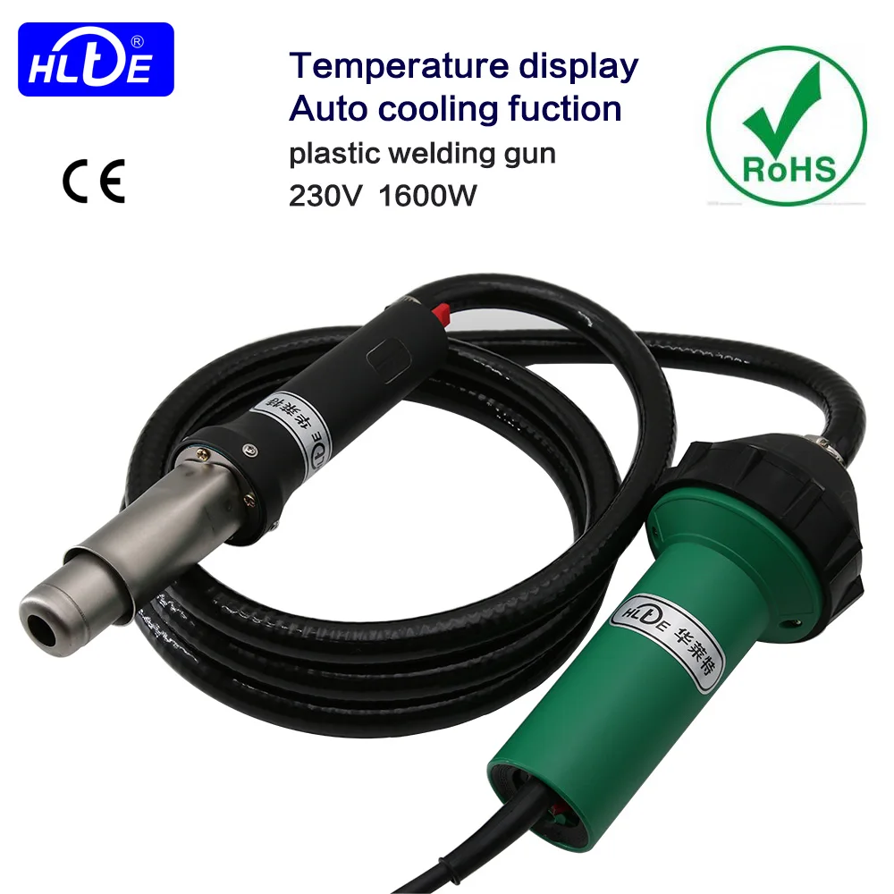 Fast shipping HLTE-F16S 230V 1600W Split type plastic welding gun Hot air welder for PVC/PP/PE,Temperature display+Auto cooling