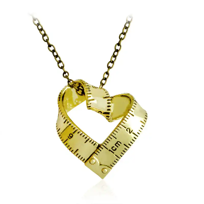 Nieuw Back To School Necklaces Heart Shape Twisted Ruler gold Pendant ZW-83