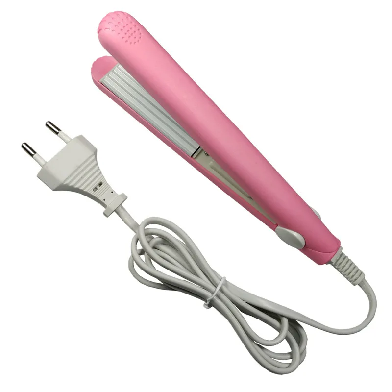 High Quality Mini Hair straightener Iron Pink Ceramic Straightening Corrugated Curling Iron Styling Tools Hair Curler EU Plug 6
