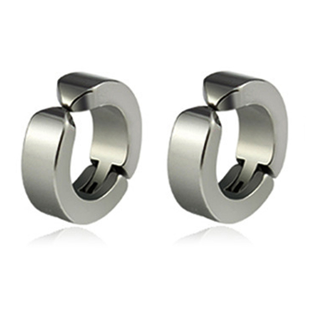 pair Classic Korean Punk Stainless Steel Ear Clip Earrings For Men Women Black No Pierced Fake Ear Circle New Pop Jewelry