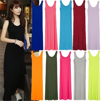 2021 Summer Maxi Dresses Women Ankle-Length Sleeveless Modal Long Gown Casual Black Gray Cotton Home Dress Clothes for Lady 1