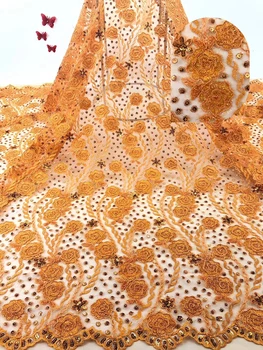 

Nigerian wedding lace 2019 high-end tulle African French mesh embroidered sequins bridal lace fabric G0057