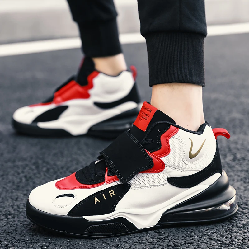 Баскетбольная обувь для мужчин Air Shock, уличные кроссовки, легкие кроссовки Jordan, высокие сапоги для подростков, баскетбольные кроссовки, обувь для мужчин, большой размер - Цвет: Красный