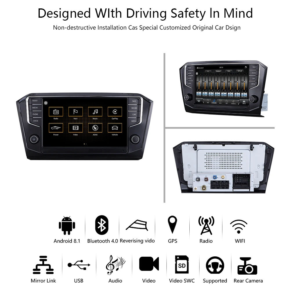 Автомобильная Радио навигационная система автомобильный мультимедийный Видео android 8,1 автомобильный dvd для PASSAT B8- " 2G/32G сенсорный экран Автомагнитола