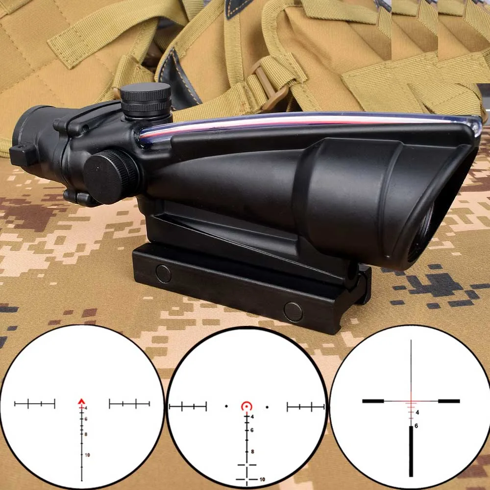 

ACOG 5x35 Hunting Riflescope Dual Illuminated Chevron Red Green Cross Fiber Scope Reticles Tactical Rifle Optical Sight