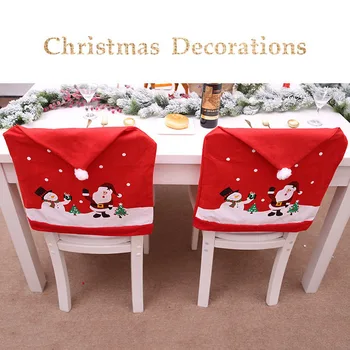 

2/4pcs Chair Cover 49X60cm Santa Claus Cap for Christmas Hat Chair Cover Lovely Snowman Chair Holder New Year Festival Decor