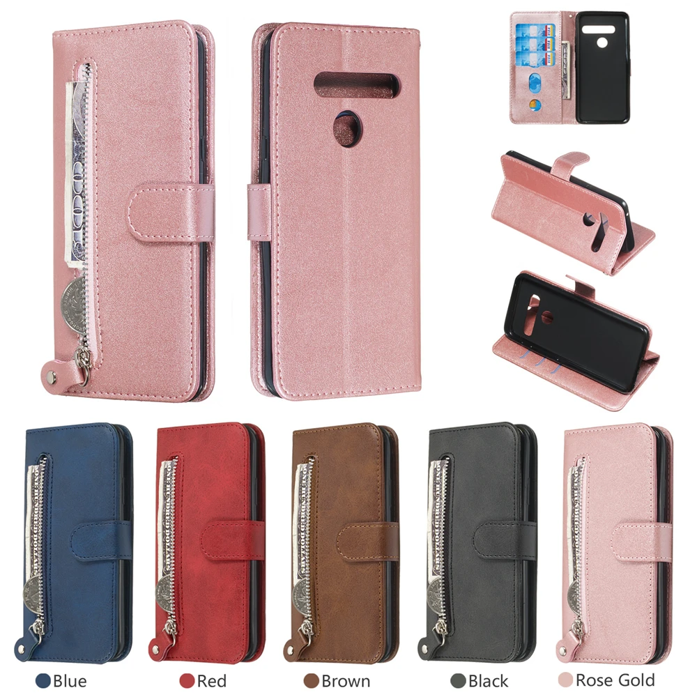 Для LG G8 G8S ThinQ K40 K12 Q8 Q Stylus Stylo 5 4 PU кожаный бумажник чехол чистый цвет теленок печати