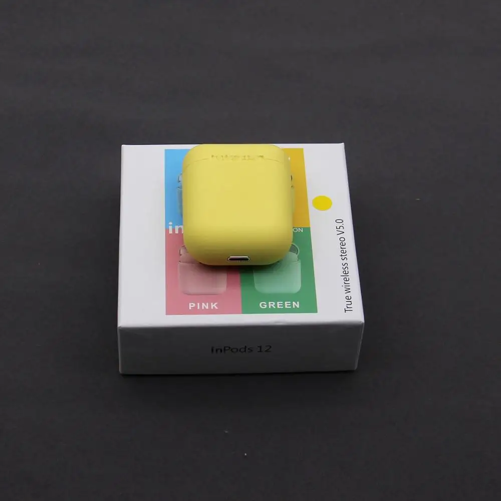 Цвет: желтый Macaron Inpods 12 Mint i12 Tws наушники i7s i9s i11 беспроводные Bluetooth наушники гарнитура наушники для Iphone Android смартфон - Цвет: Цвет: желтый