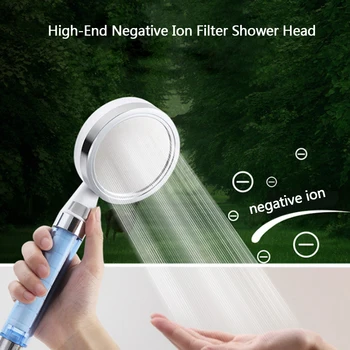 

VEHHE Water Saving Negative Ion Filter High Pressure Shower Head Fine Water Flow Adjustable Health Skin Care Nozzle Top Grade