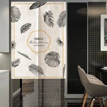 

Nordic Leaves Door Curtain Modern Decorative Cloth Curtain Bathroom Partition Curtain Half Curtain Feng Shui Curtain
