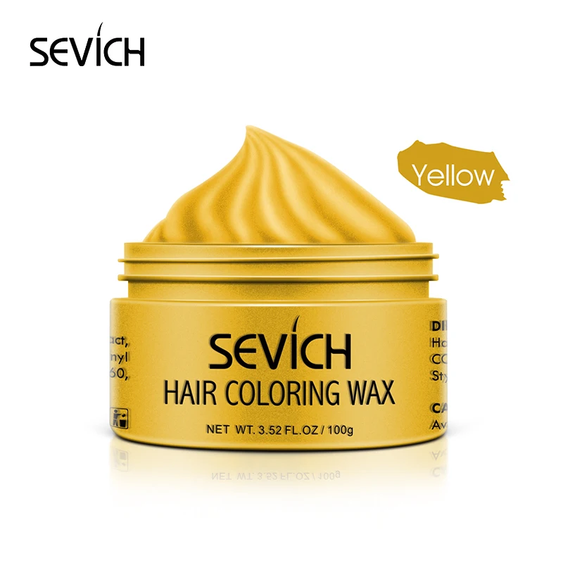 Yellow Sevich 100 г унисекс 9 цветов краска для волос воск для укладки волос черный цвет Временная Краска для волос воск для волос сильная и удерживающая глина для волос - Цвет: Yellow