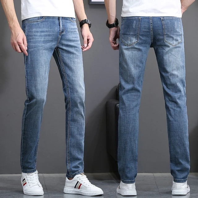 BOSS - Slim-fit jeans in bright-blue super-stretch denim