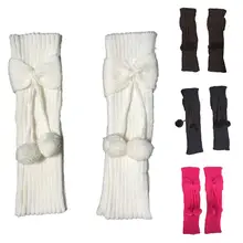 Бальные чулки трикотажные шерстяные леггинсы однотонные осенние и зимние детские ботинки с бантиком для маленьких и средних лет