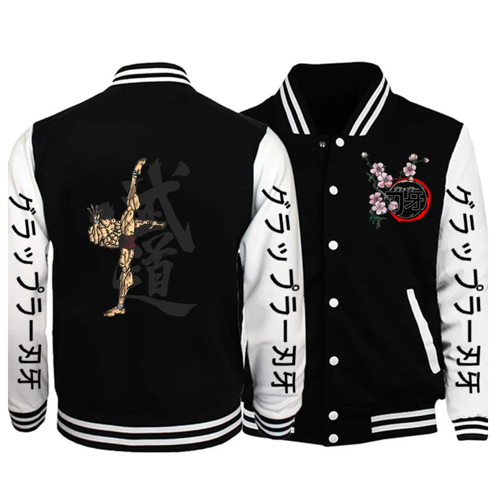 

Hot Japanese Anime Funny Hanma Baki Baseball Uniform Baki the Grappler Hoodie Sweatshirt Casual Winter Autumn Loog Sleeve