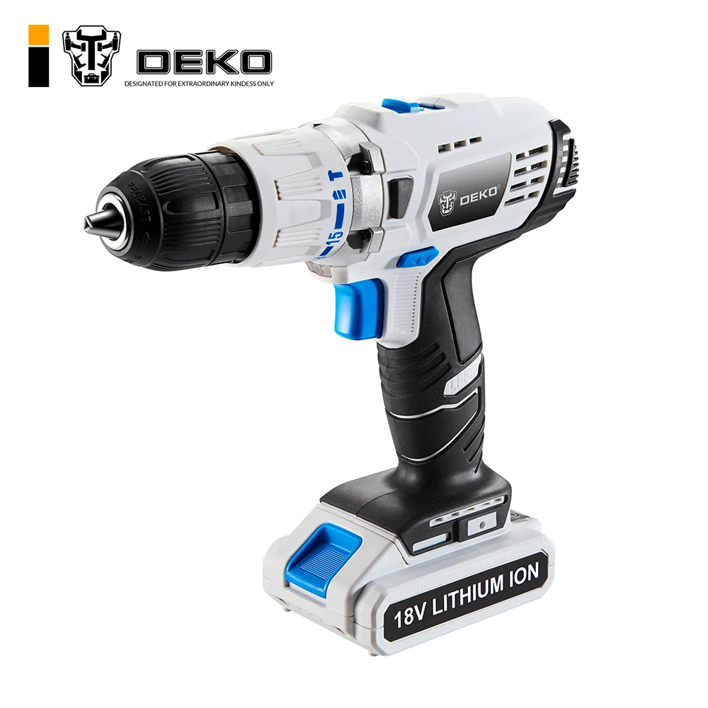 DEKO taladro eléctrico inalámbrico modelo con 2 velocidades, destornillador sin cable con batería de iones de litio de 18V y 50N.m nuevo diseño|cordless drill|electric cordless drillcordless drill screwdriver - AliExpress