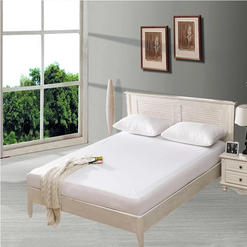 Smooth Waterproof Mattress Protector Cover For Bed Solid White Wetting Breathable Hypoallergenic Protection Pad Anti-mite | Дом и сад