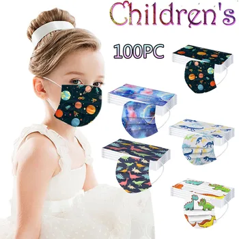 

100pc Children's Mask Cashew Flower Leopard Print Mascarillas Three Layer Protective Disposable Breathable Health Care Mask