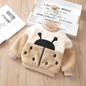 

Autumn Winter Children Casual Clothes Baby Boy Girl Fashion Cotton Cartoon Warm Sweater Toddler Kids Clothing Plus Velvet Coat