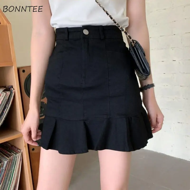 

Skirts Women Abdomen Solid Minimalist High Waist Above Knee Leisure Stylish All-match Autumn BF Style Student Elegant Streetwear