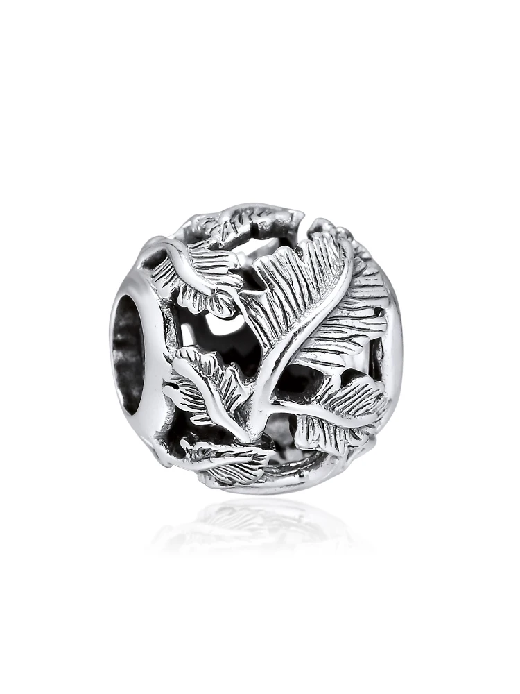 DIY Подходит для Pandora шармы браслеты в виде ажурных Листьев Бусины стерлингового серебра 925-ювелирные изделия