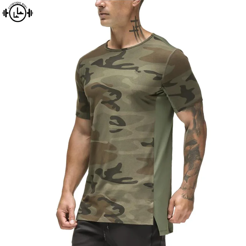 US Men MILITARY Camouflage T-Shirt Quick Dry Short Sleeve Compression Tee Shirt