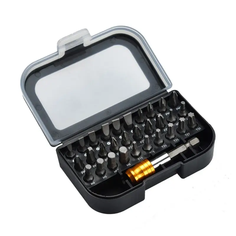 

31Pcs Screwdriver Bits Extension Bar Set Multi Size Compact Magnetic Head