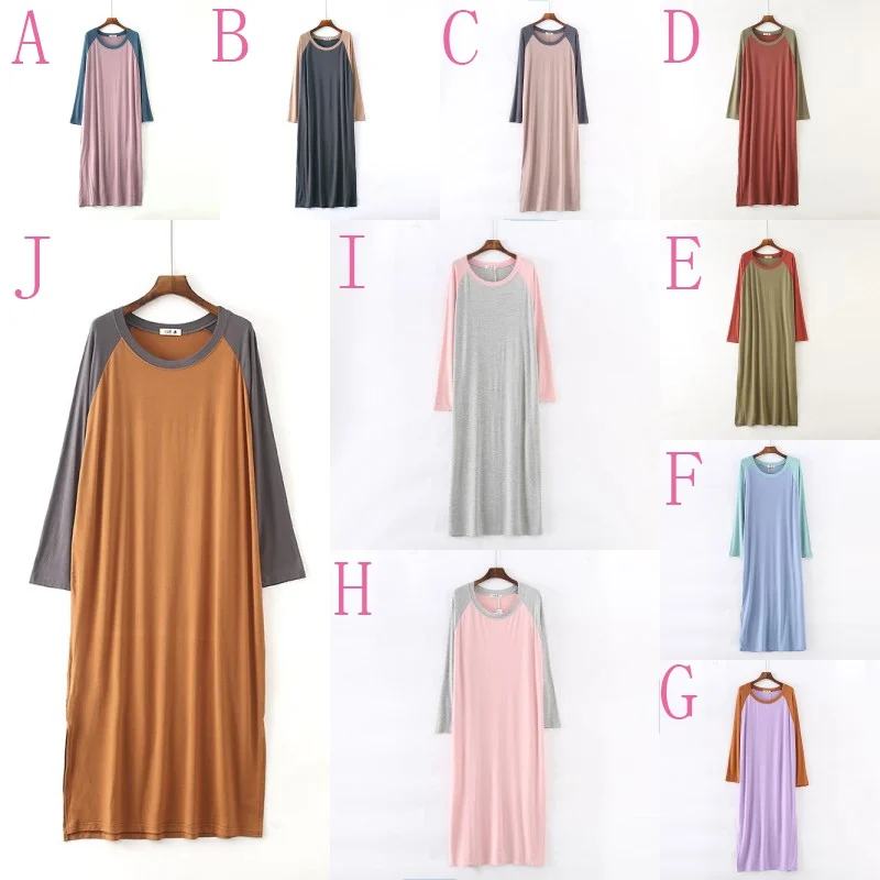 Autumn Loose Modal Nightdress Pregnant Women Plus Fat Plus Size Long Sleeve Dress