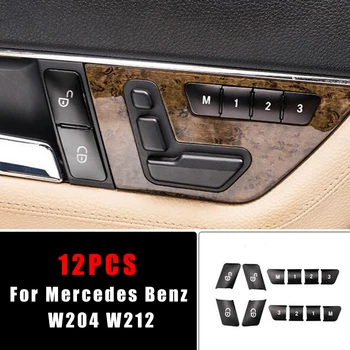 

Car Door Lock Switch Button Sticker Covers For Mercedes Benz W204 W212 Switch Button 12pcs Black Lock Switch Hot Sale