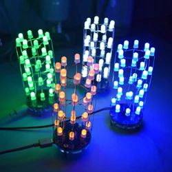 Cube de lumière électronique cylindrique 8x4 LED, Kit de bricolage Simple pour débutants 
