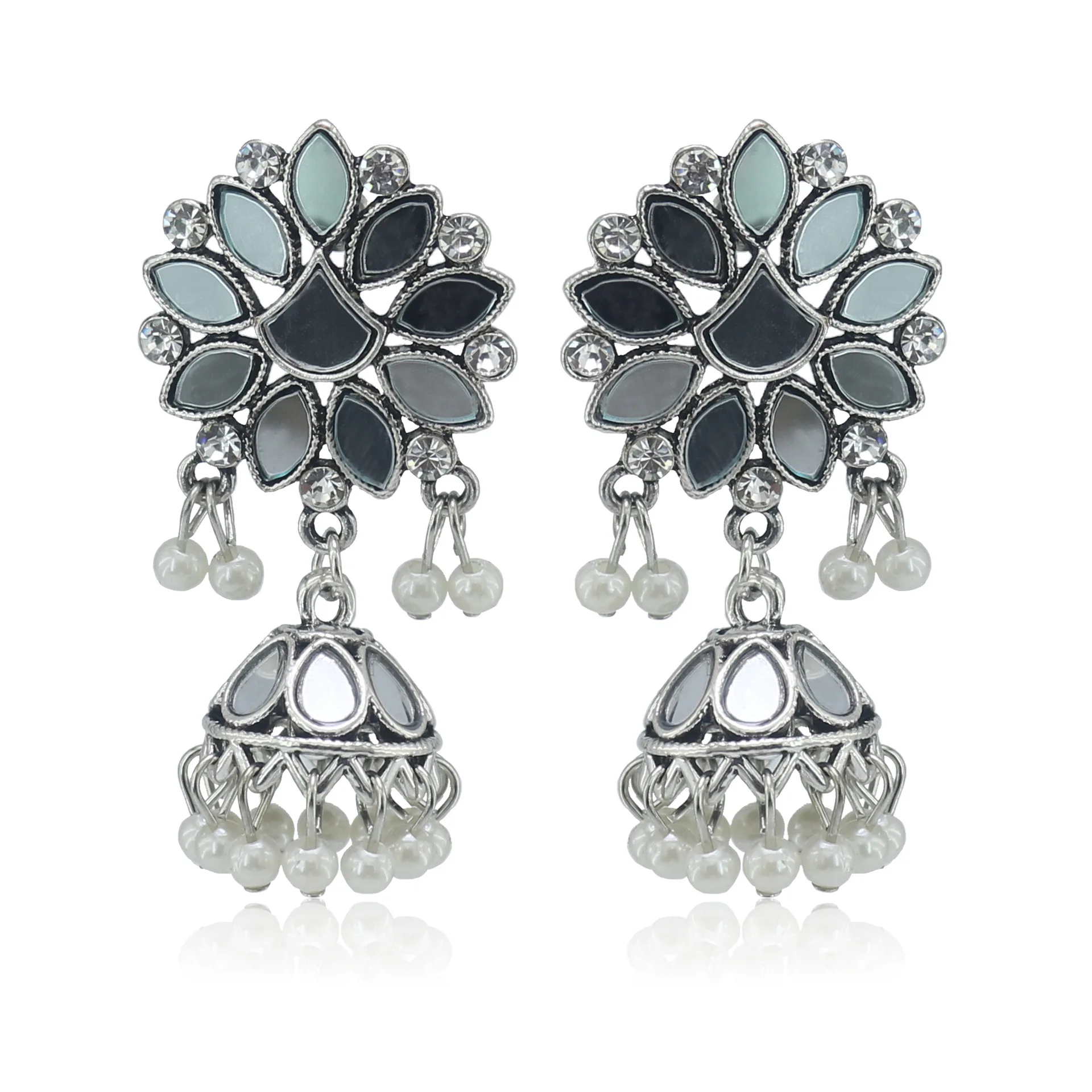 B Винтажные античные золотые индийские Jhumki Jhumka имитация жемчуга Серьги египетские богемные модные свадебные подарочные украшения для ушей - Окраска металла: B