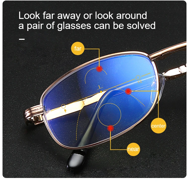 Многофункциональные мужские титановые очки для чтения, складные анти-синие очки для чтения ближнего и двойного назначения