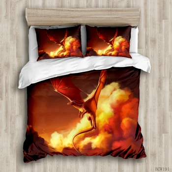 

BeddingOutlet Dragon Bedding Set Head of Angry Bedspreads 3D Print Home Textiles Demon Game Teen Boys Bed Set Queen Dropship