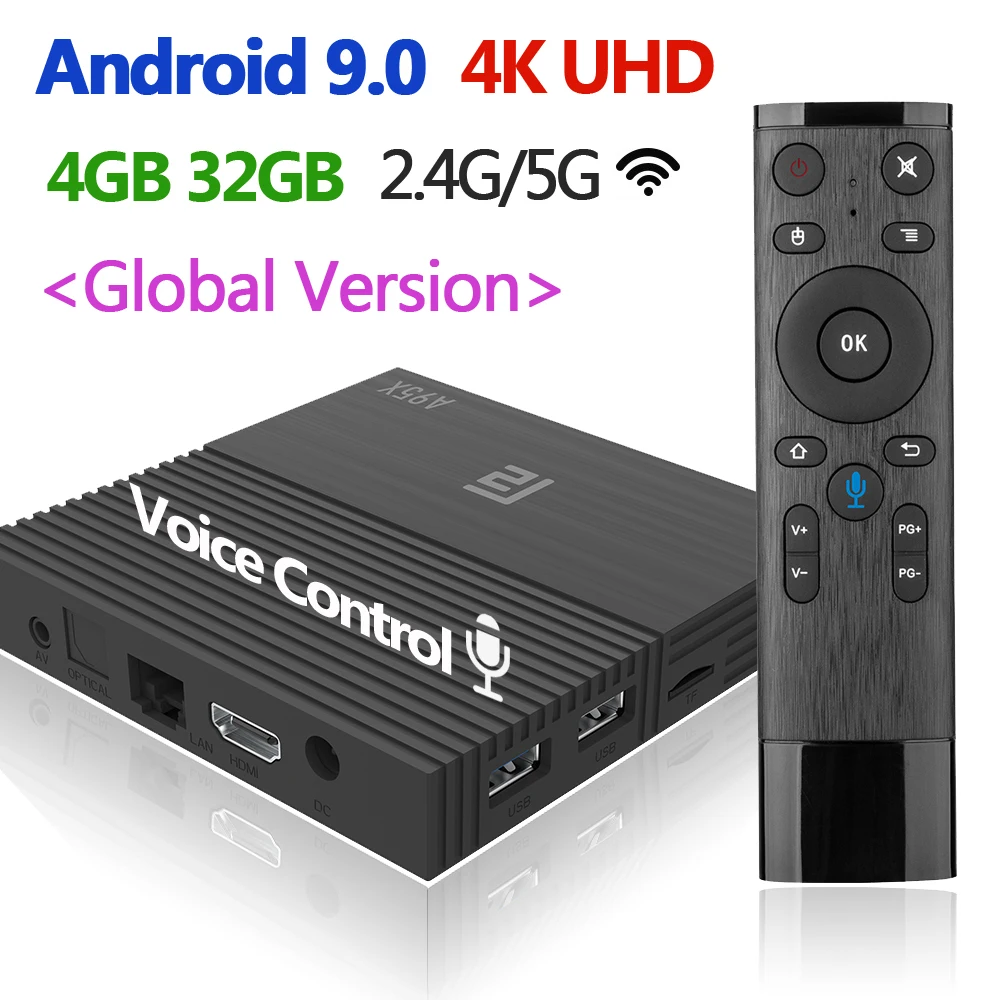 

New Voice Control TV Box 4K Android 9.0 A95 F2 4GB 32GB 64GB Smart Video Media Player Set Top Box 2.4G/5G Wifi Global Universal