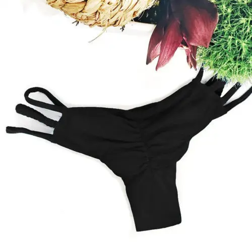Женские сексуальные открытые одноцветные с высокой талией V стринги Cheeky Ruched бикини Bottom Купальники Пляжная одежда Купальные трусы