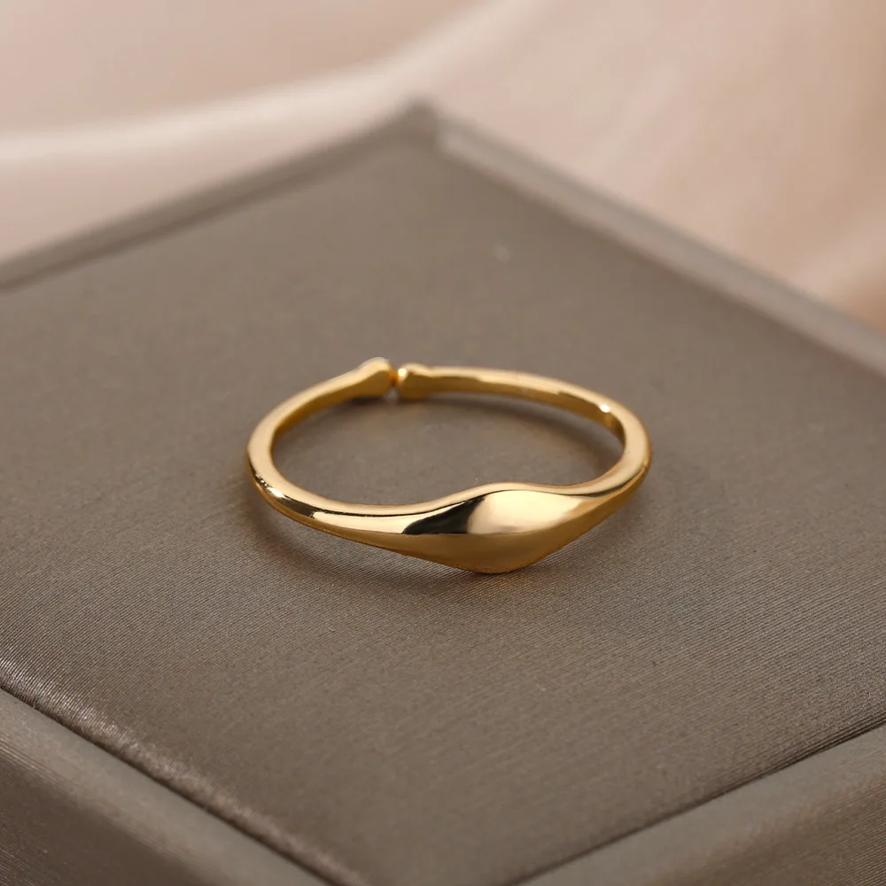 Geometrische Unregelmäßige Ringe Für Frauen Minimalistischen Edelstahl Gold Ring Vintage Hochzeit Paar Jewerly Weihnachten Geschenk Bijoux