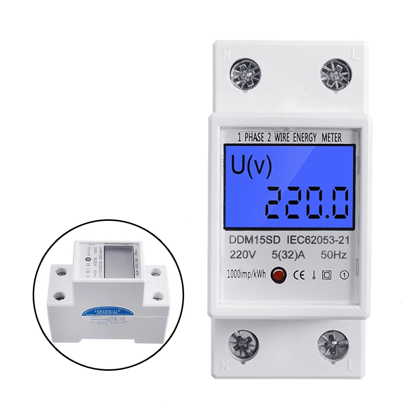 Energy Meter KWH-Watt Electric 1 Phase Approved For DIN rail 5 (32) A 230V Single Din Rail KWH Watt | Инструменты