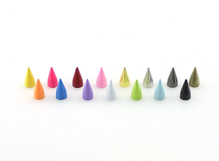 Description Picture 2 of item30sets 7*14mm Colored Studs And Spikes For Clothes DIY Handcraft Bullet Cone Garment Rivets For Leather Bag Shoes Tachuelas Ropa