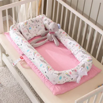 

Baby Sleeping Nest Bed Removable Washable Newborn Bassinet Playen Crib Cotton Infant Cradle Cot Travel Washable Cartoon Cotton