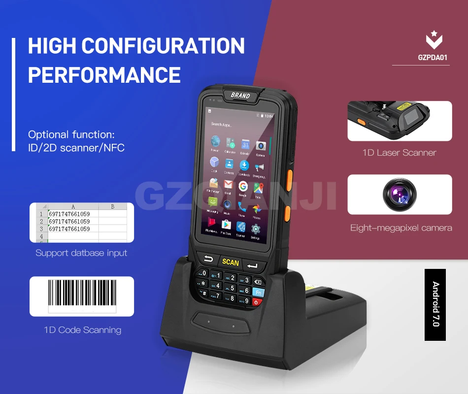 NFC PDA сканер штрих-кода 1D 2D Bluetooth Android портативный терминал прочный PDA 1D сканер штрих-кода сборщик данных PDA сканер 1/2D