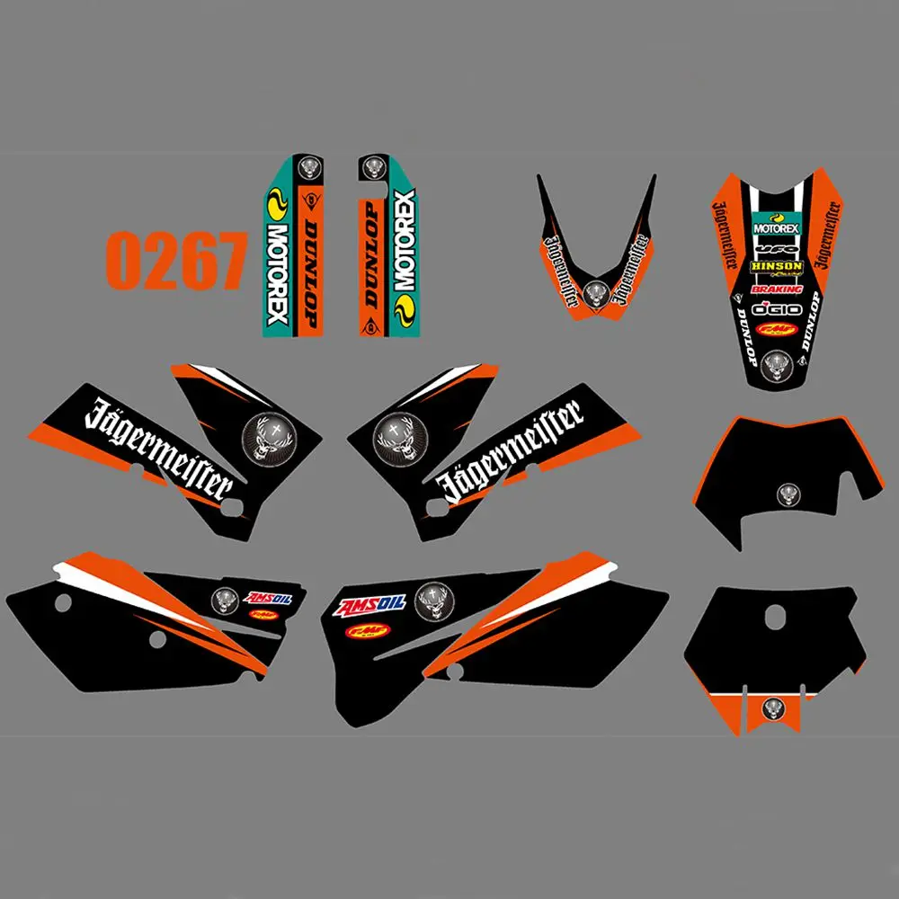 

For KTM 125 200 250 300 400 450 525 540 EXC 2005 2006 2007 Full Graphics Decals Stickers Kit Custom Number Name Glossy Stickers