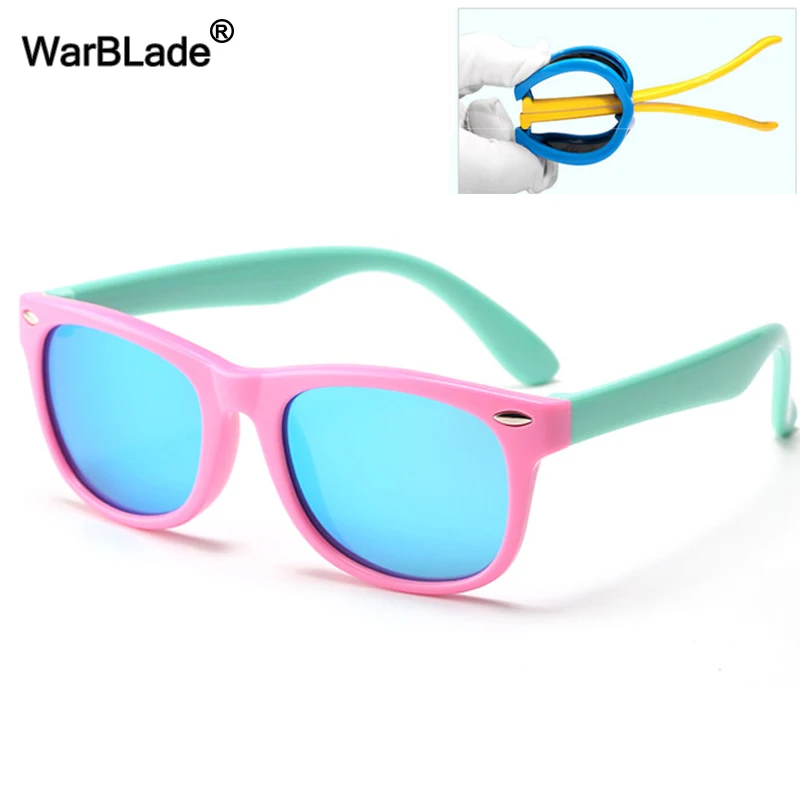 WarBLade Colorful Kids Sun Glasses TR90 Girls Boy Polarized Sunglasses Silicone Flexible Baby Children UV400 Mirror Eyewear for kids sunglasses,children sunglasses