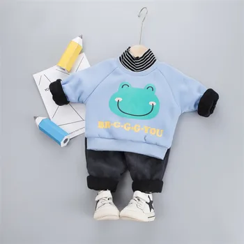 

Winter Autumn Baby T-shirt Pants 2Pcs Suits Toddler Tracksuits Children Boys Girls Thicken Warm Style Clothing Sets Kids Clothes