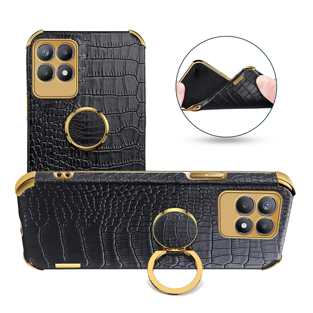 Leather Plating Car Magnetic Holder Ring phone Cover For Realme 8i Realmi 8i Realm Relme 8 i Shockproof Fundas Realme8i Cases