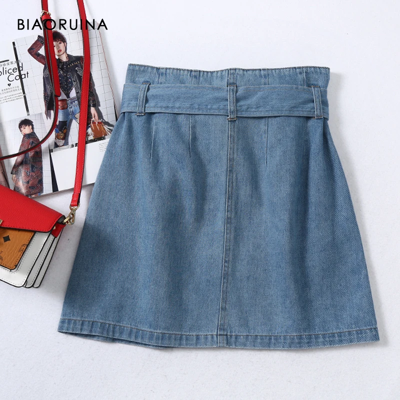 denim skirt with bow