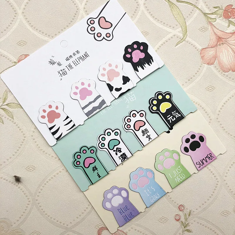 4 pcs/set Cactus Bear cat Magnetic Bookmarks Books Marker of Page Stationery School Office Supply Student Rewarding Prize