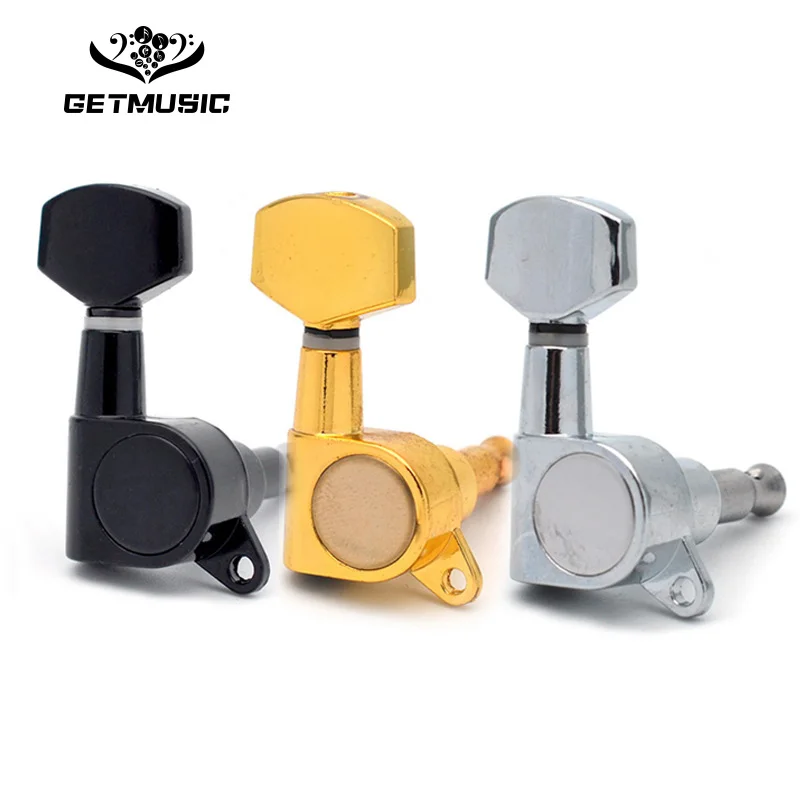 

6pcs Small Square Buttons Sealed Gear String Tuning Pegs Tuners Machine Heads for Guitar with Chrome/Black/Gold
